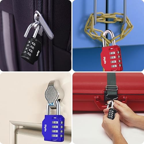 Miniatura 7 de Diyife - Paquete de 3 candados combinados, 4 dígitos para exteriores, impermeable, cierre de combinación de metal y acero plateado, para valla,