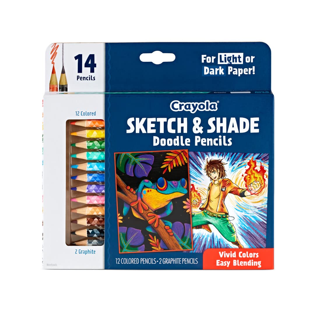 Crayola Art Pencils for Sketching & Shading (14ct), Colored Pencils for Adults, Includes 2 Graphite Pencils, Adult Coloring