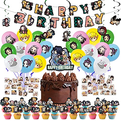 Demon Slayer Birthday Decorations, Demon Slayer Party Supplies, Anime Demon Slayer Manga Birthday Decorations Nezuko Party Decorations