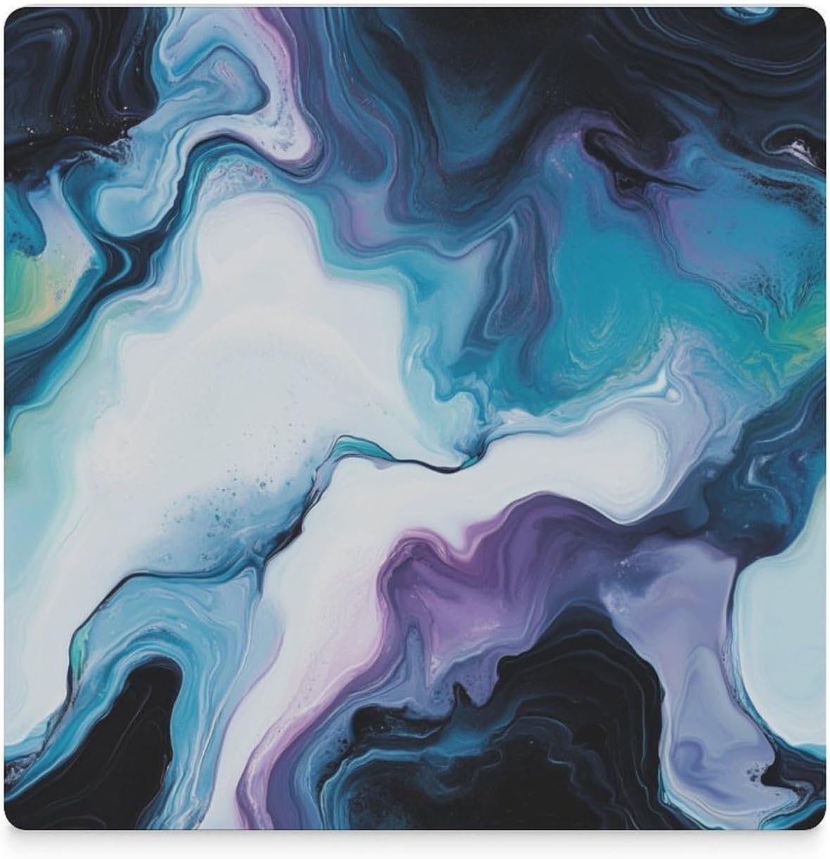 Abstract Blue Pattern Funny Ceramic Coasters for Drinks Absorbent Cup Holder Tabletop Protector with Cork Base