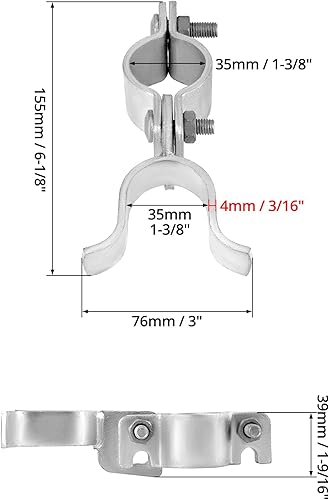 Miniatura 6 de QWORK Pestillo de horquilla, 4 piezas de 1-38 pulgadas x 1-38 pulgadas, cerrojo galvanizado para puerta de cerca, cerraduras de valla de cadena con
