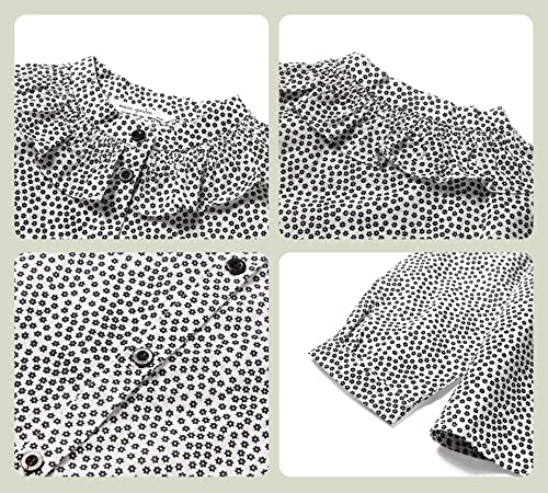 Image of maoo garden Girls Long Sleeve Blouse Ruffle Cotton Button Down Uniform Dress Shirts