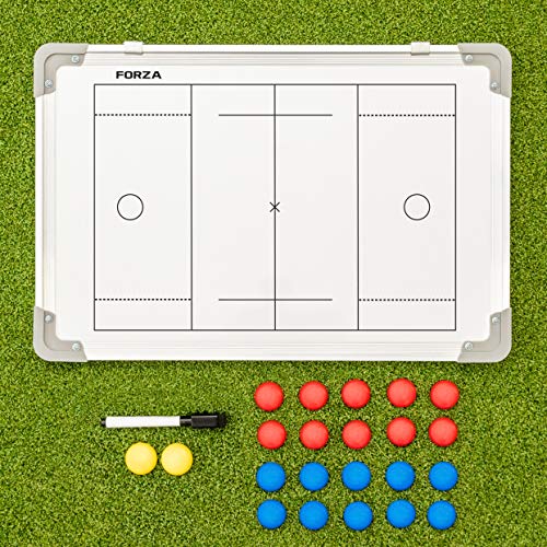 FORZA 18in x 12in Double-Sided Sports Coaching Whiteboard | 13 Sports Options - Magnetic Markers, Pen, and Eraser Included (Lacrosse, Without Carry Bag)