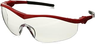 MCR Safety ST130 Storm Ratchet Bayonet Temple Single Lens Glasses Red Frame and Clear Lens, 1 Pair