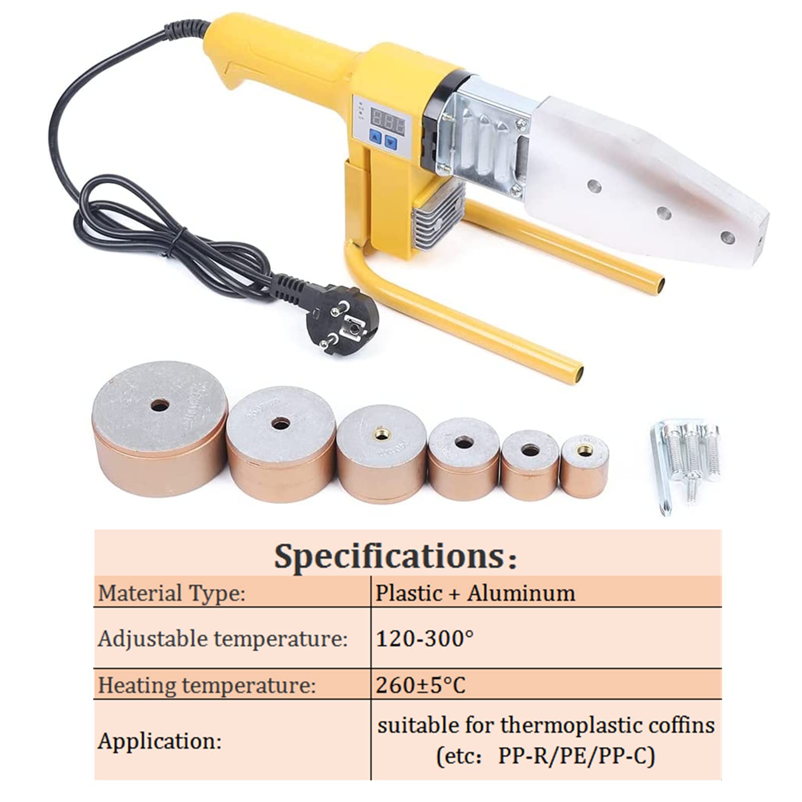 Saldatrice tubolare 20-63mm tubo fusione saldatore - strumento di riscaldamento elettrico con display digitale per la saldatura di tubi 20/25/32/40/50/63 mm PPR/PE/PP