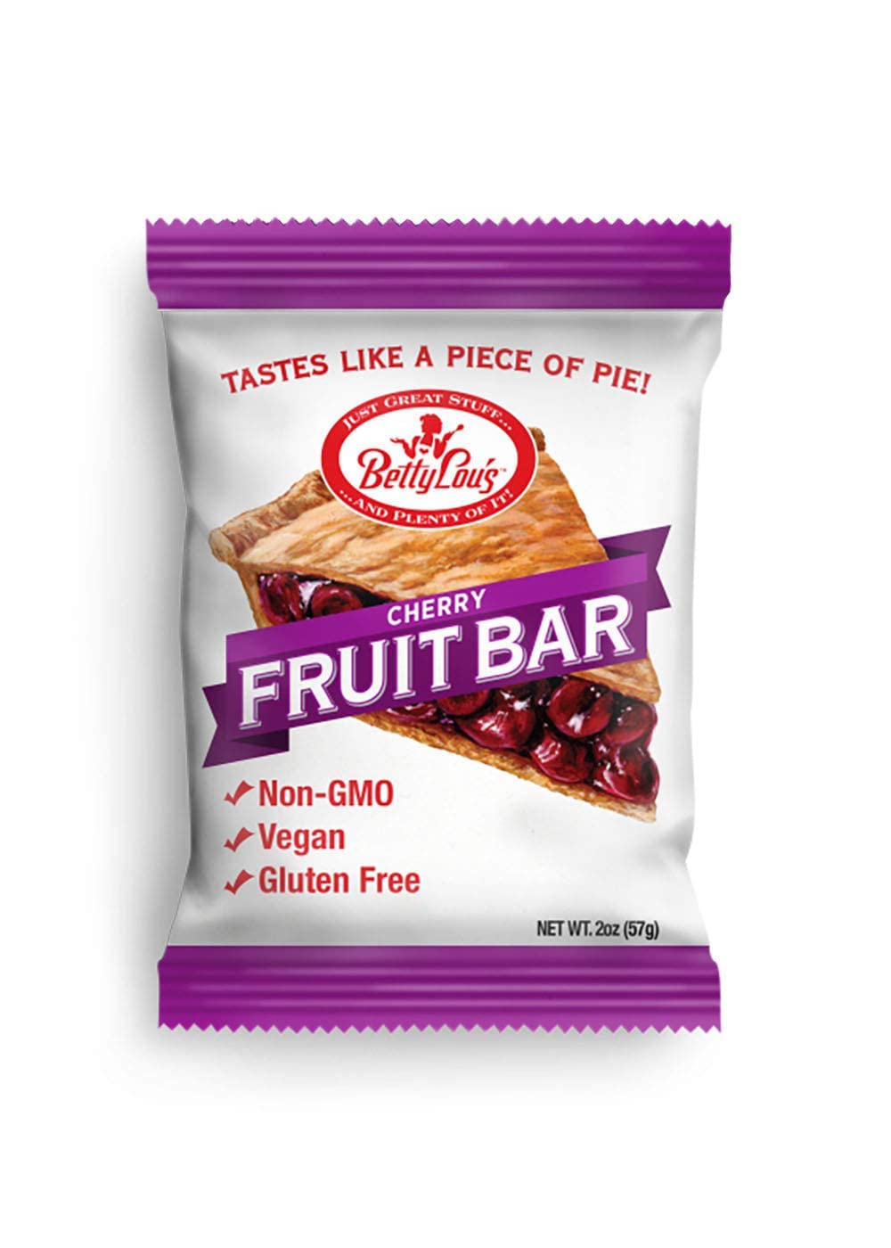 Betty Lou's Fruit Bars, Cherry Pack of 12, Gluten Free, Vegan, Non GMO, Deliciously Healthy Snacks Made with All Natural Fruit Juice, Individually Wrapped, 2 oz. Each, 12 Bars