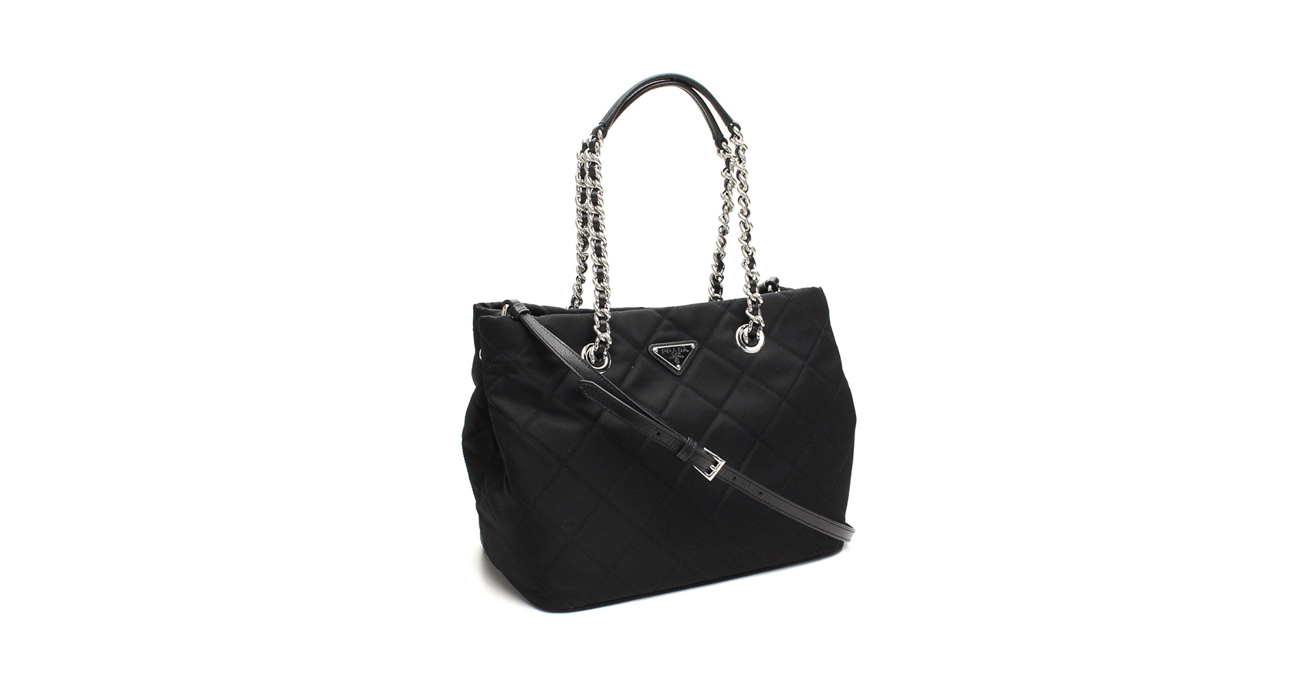 Amazon.com: Prada Midnight Black Quilted Tessuto Chain