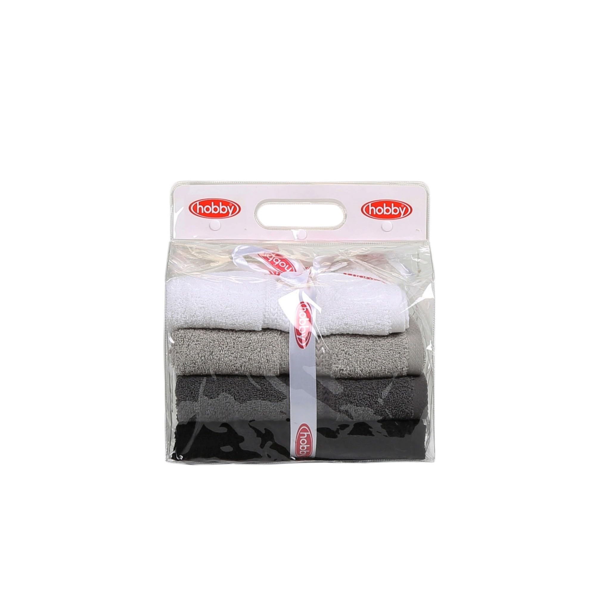 WELL HOME MOBILIARIO & DECORACIÓN Hand Towel Set (4 Piece) White, Grey, Dark Grey and Black, White Grey Dark Grey Black, 50x90 - Image 4