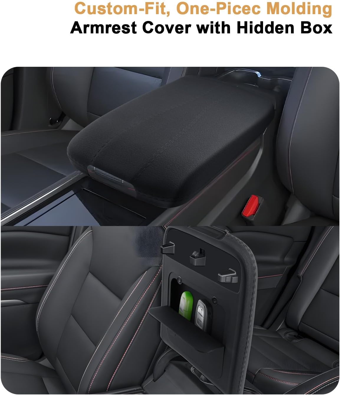 2026 Traverse Armrest Hidden Organizer - One-piece Molding Silicone Center Console Armrest Cover with Hidden Storage Box For 2024-2026 Chevy Traverse/2024-2026 GMC Acadia Accessories - Easy to Install