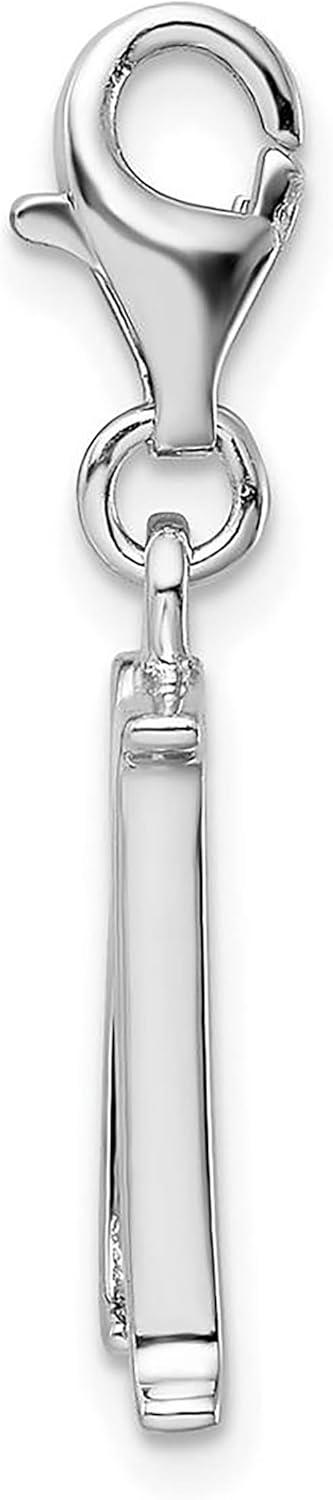 925 Sterling Silver Amore La Vita Polished CZ Medium Size Letter M Initial Bracelet Charm Lobster Clasp
