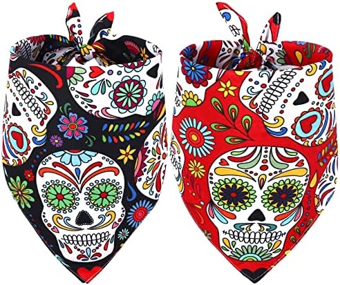 Whaline Mexikanisches Hunde-Bandana Set – 2 Stück, Doppelseitig, Verstellbar, Blumenmuster Für Kleine Bis Große Hunde