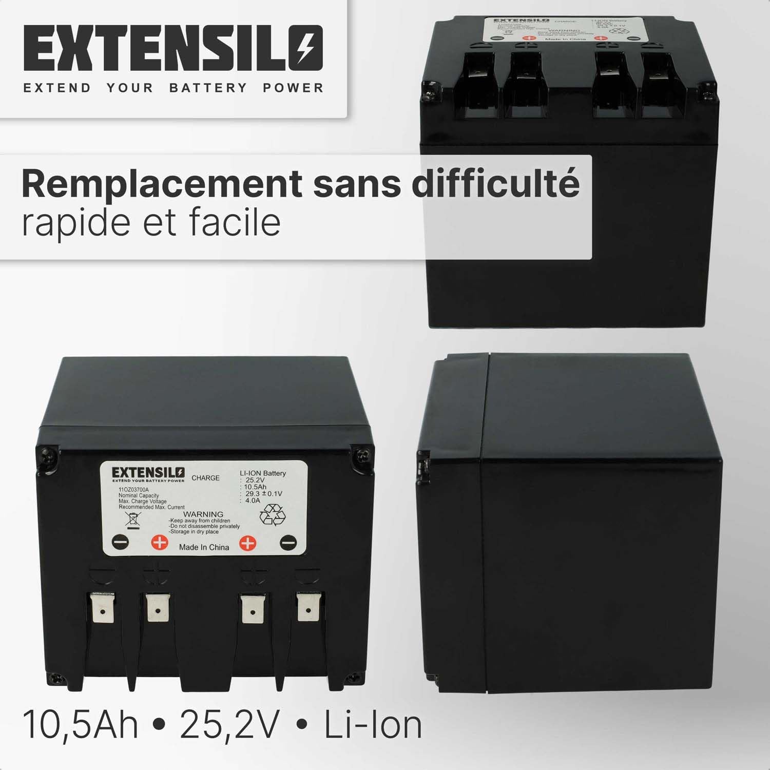 Batterie Robot Tondeuse Exmate 25.2V 2300mAh - Pour Ambrogio L30/L50 - Remplace Zucchetti 075Z01300A
