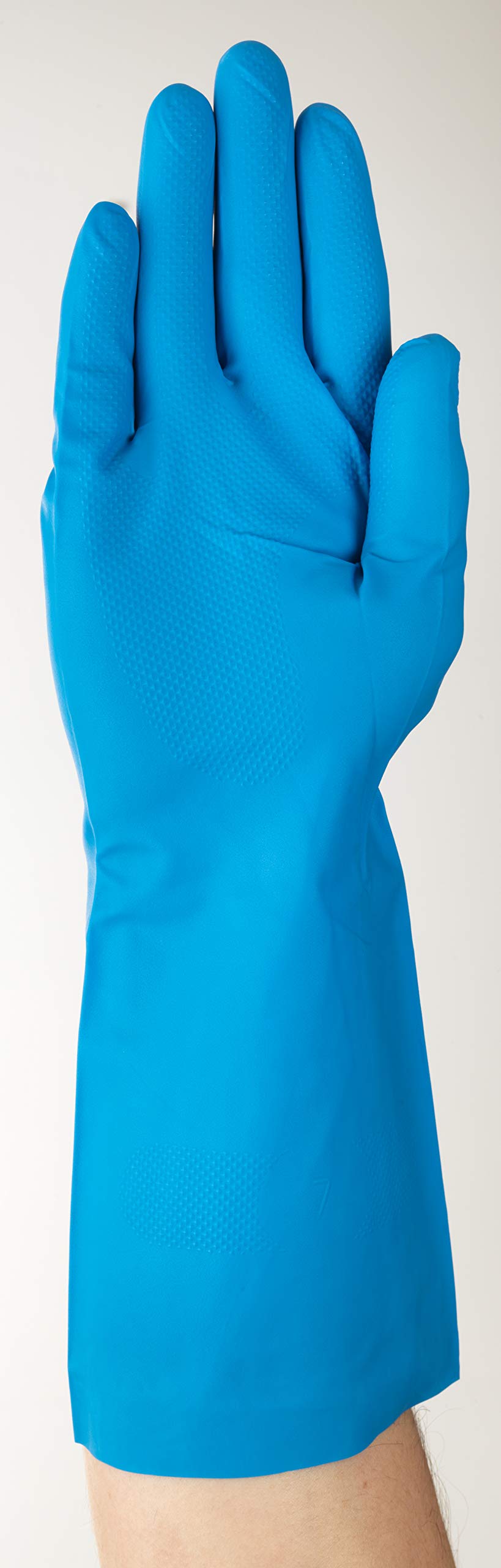 Ansell AlphaTec 37-210 Guantes de Trabajo de Nitrilo, Resistentes a Productos Químicos, Sector Industrial, Guantes Reutilizables, Azul, Talla XL (12 Pares)