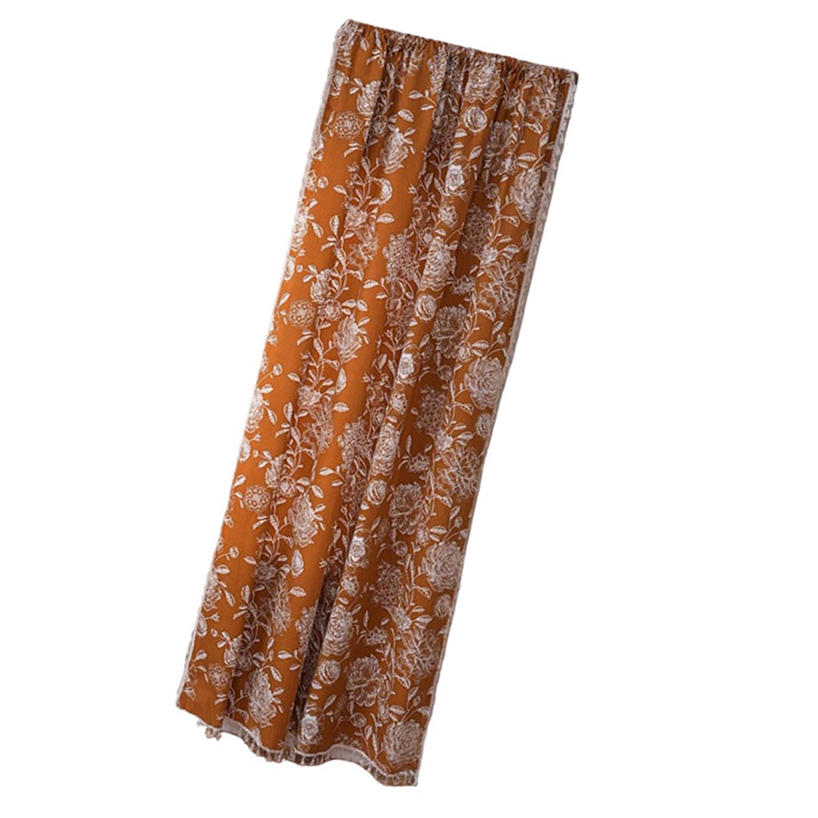 Kalttoy Warm Brown Reversible Polyester Floor Hanging Sturdy Dustproof Decorative Florals Print Space Divider Quick Setups Florals Window Drape