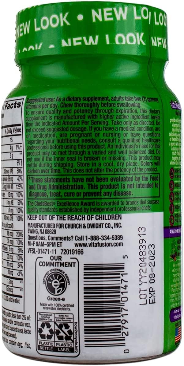 Vitafusion MultiVites Gummy Vitamins for Adults Berry, Peach & Orange Flavors - 70 ct, Pack of 2