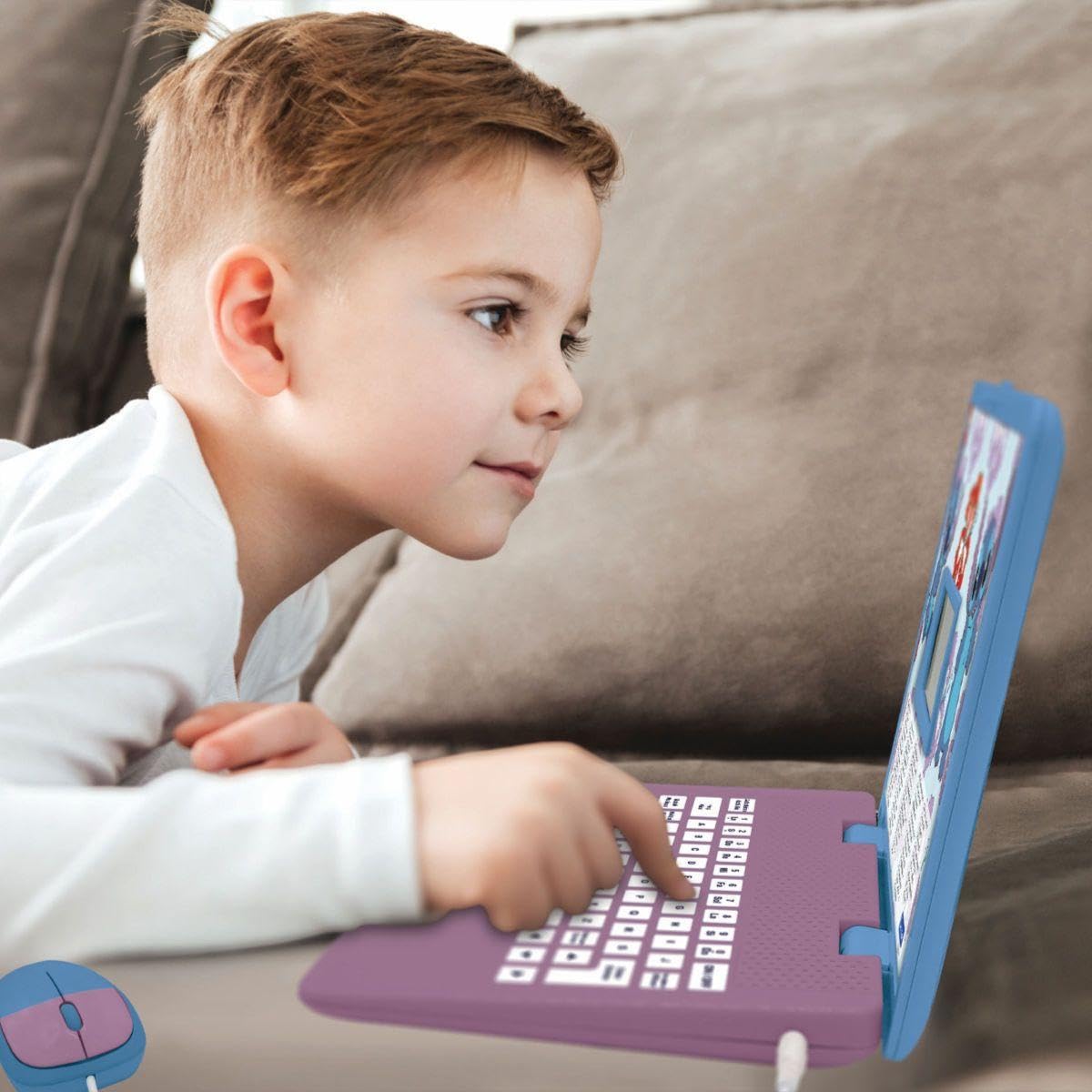 Lexibook, Disney Stitch JC598Di2LXB Ordinateur Portable éducatif bilingue Anglais/Espagnol, 124 activités de Langue, écriture, mathématiques, logique, Musique et Jeux pour Enfants
