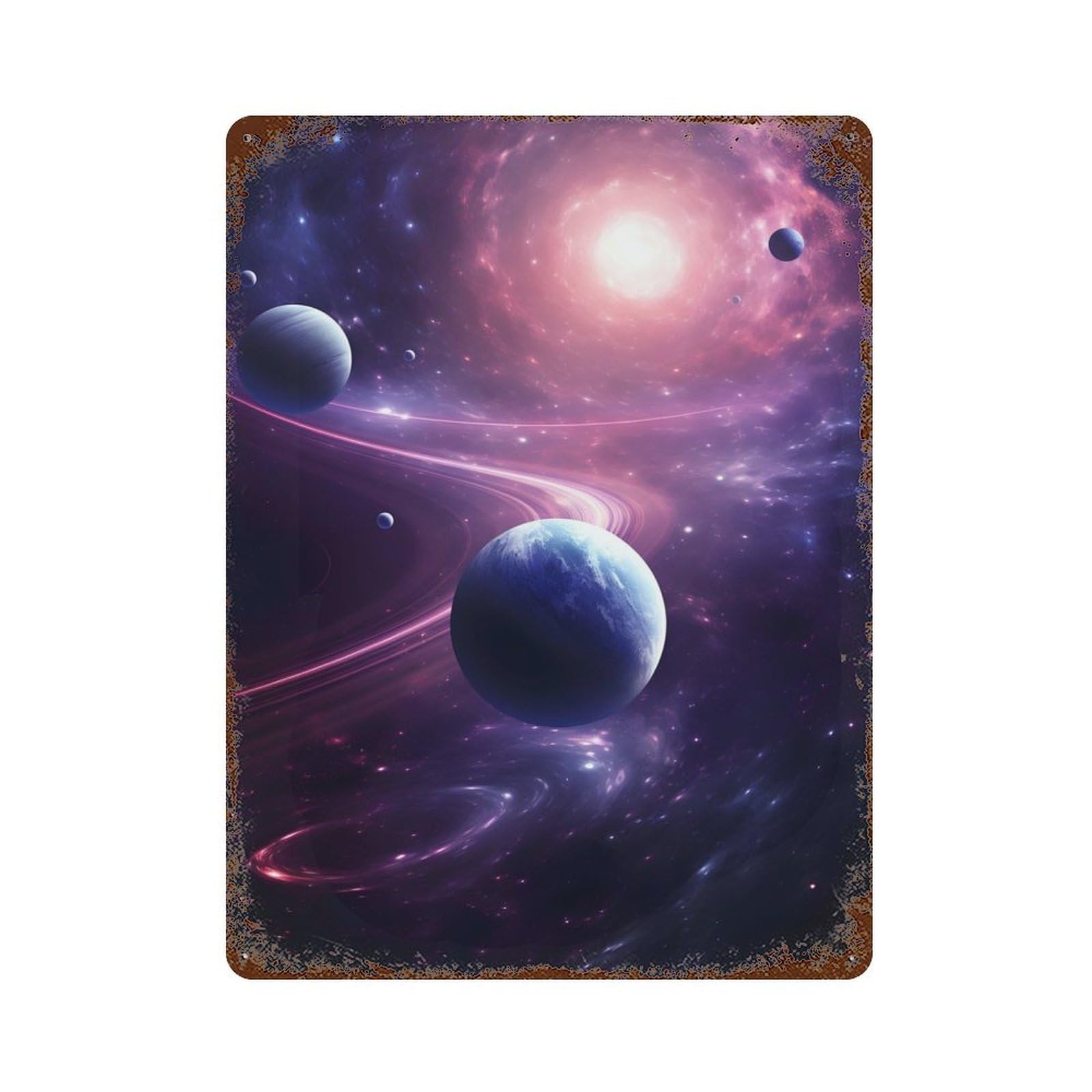Galaxy Aged Metal Wall Plaque 15.7"x11.8", Decorative Metal Wall Art for Garage, Pub Or Kitchen