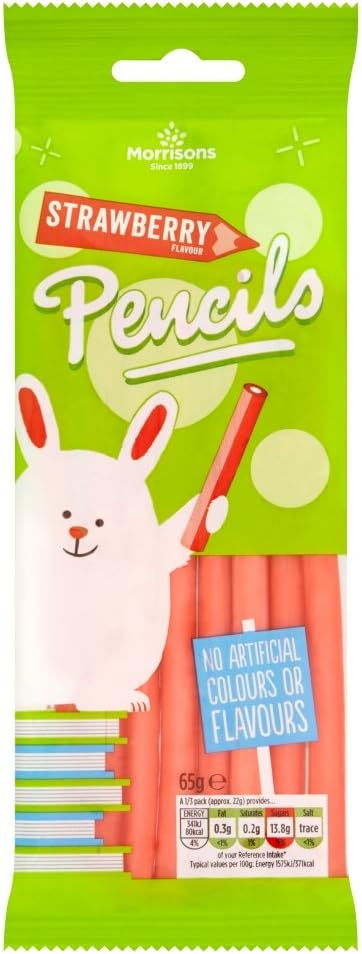 Morrisons Strawberry Pencils, 65g