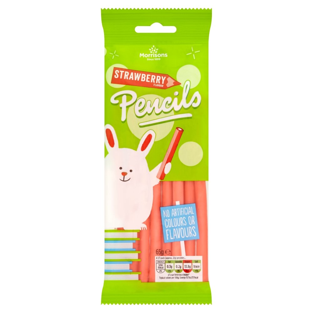 Morrisons Strawberry Pencils, 65g