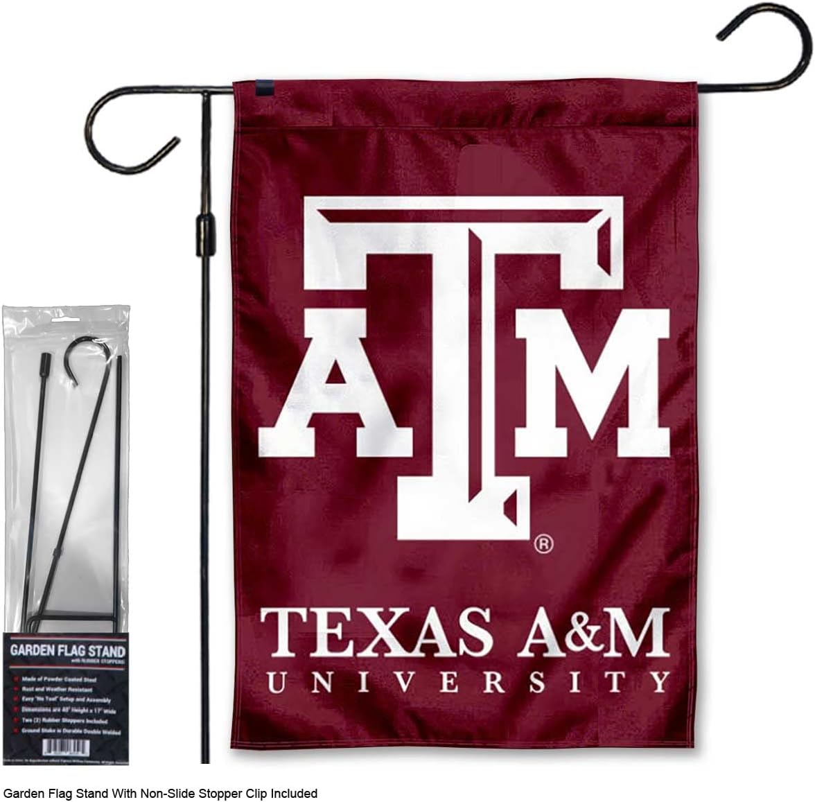 Texas A&M Aggies Wordmark Garden Banner Flag with Stand Pole Holder - Image 2