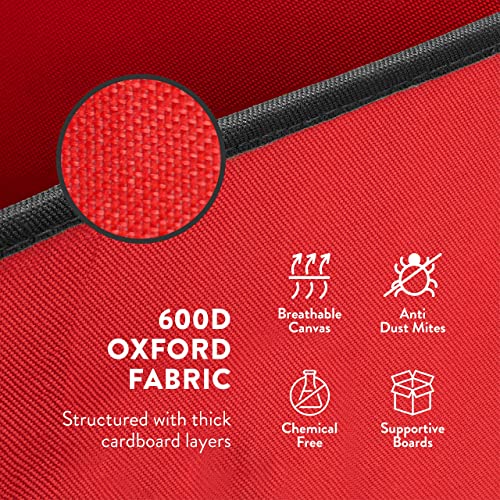 Zober Premium Christmas Ornament Storage Box For Large Ornaments With Trays- 4-Inch Compartment - Storage Container Hold 36 Holiday Ornaments—Tear-Proof 600D Oxford (Red, Ornament Box With Trays) #TOP6