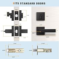 Vista 5 de KNOBWELL - Paquete de 3 picaportes para puerta de entrada con cerradura de seguridad de un solo cilindro, juego resistente de cerraduras para puerta