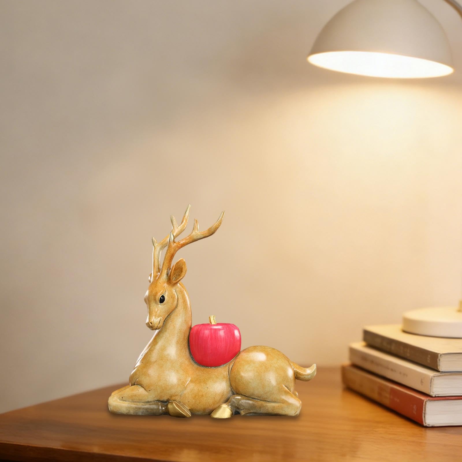 Escultura de Reno Figura de Ciervo Animal Decorativo en Cobre Sólido para Decoración en Sala de Estar Dormitorio Oficina Mesa Entrada Regalo 13.8cmx5.