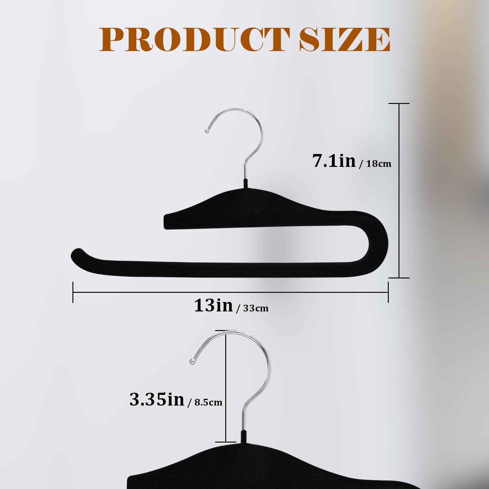 Perchas de terciopelo antideslizantes para pantalones, paquete de 10 perchas de ropa, ahorro de espacio para pantalones de terciopelo para camisetas sin mangas, brasier, camisas (negro)
