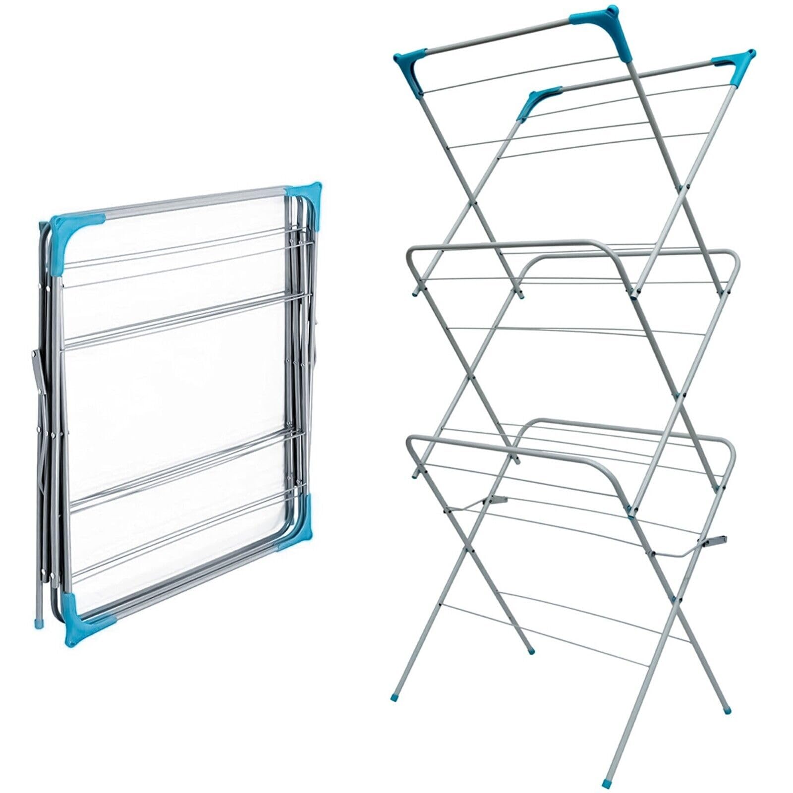 RILOOP 3 Tier Clothes Dryer Airer Foldable Laundry Rack Washing Line Drying Horse 14m