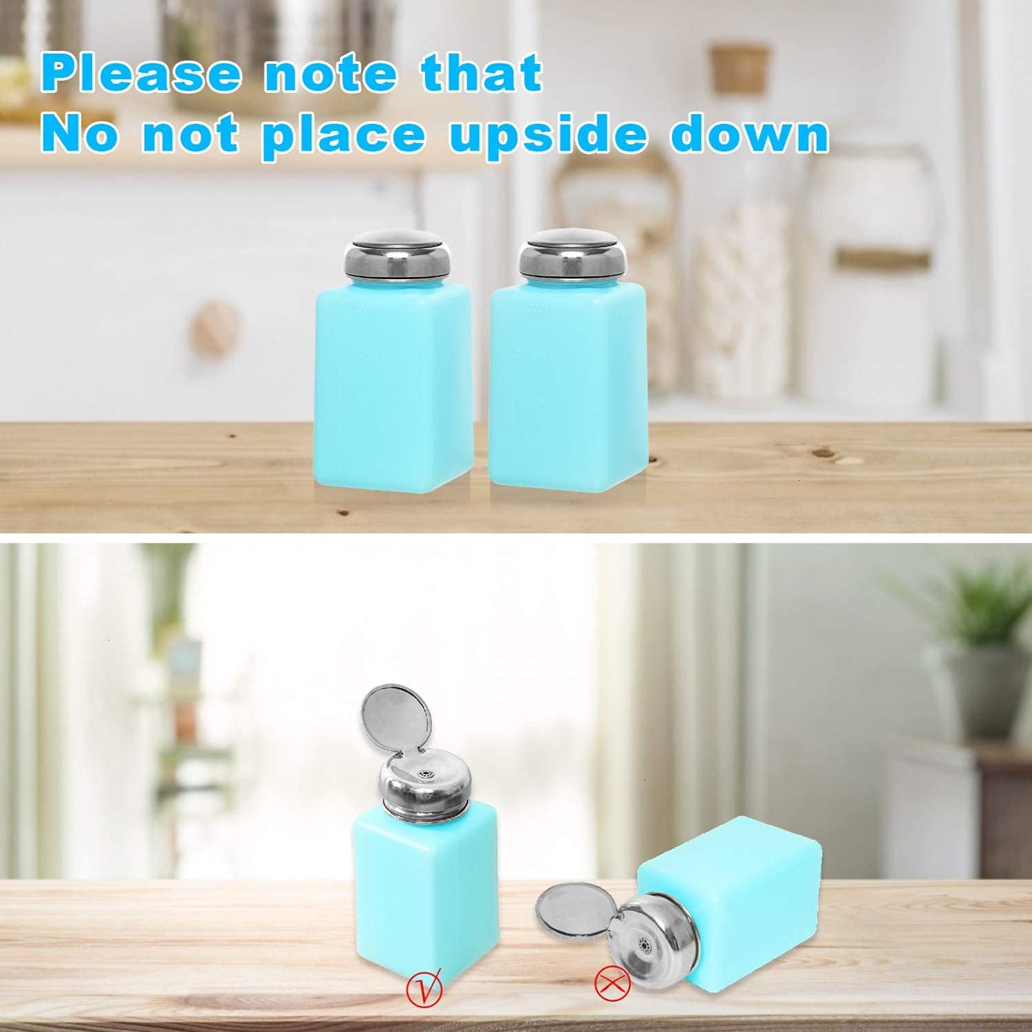 JETEHO 2 Pack 200ml Push Down Alcohol Dispenser Pump Bottle Methanol Container