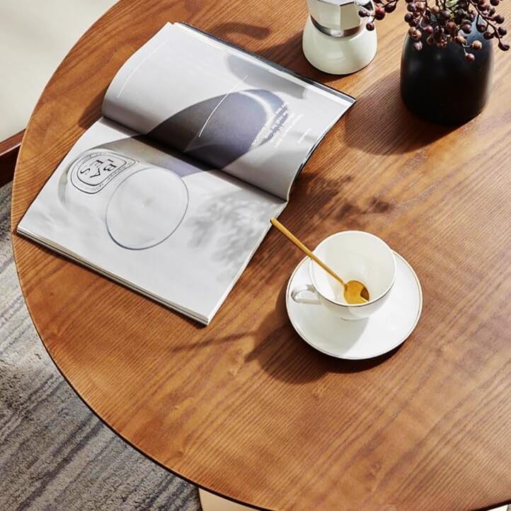 Amazon｜丸型ウォールナットダイニングテーブル、幅60/70/80/90cm