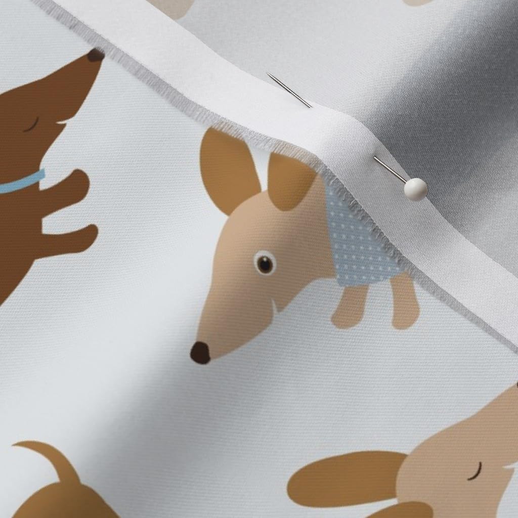 Spoonflower Fabric - Dachshund Blue Dogs Pet Animal Happy Weiner Cute Kids Room Printed on Organic Cotton Sateen Fabric by The Yard - Sewing Quilting Apparel Home Decor