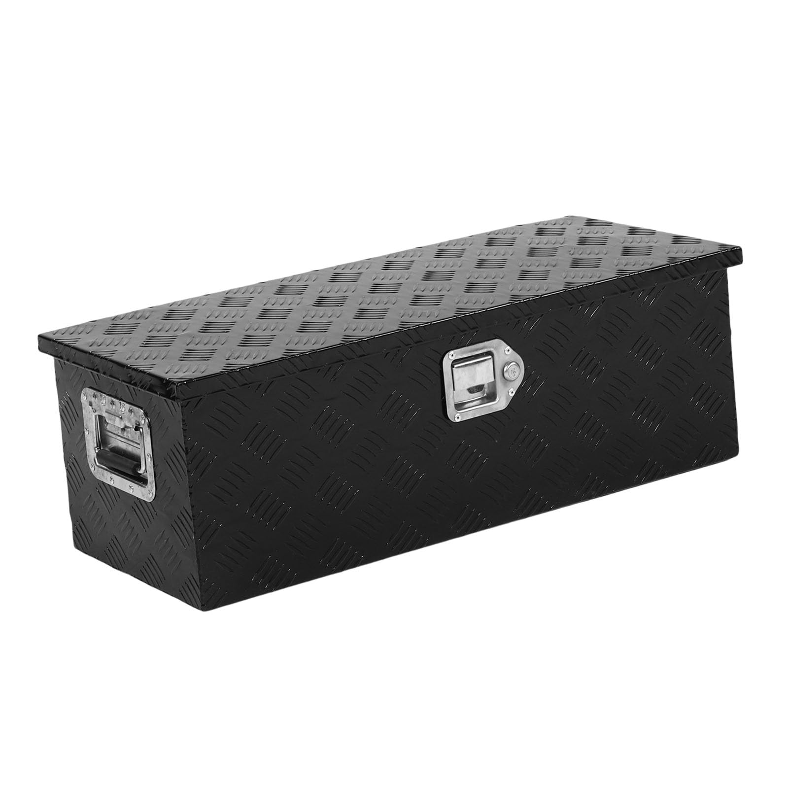 Dpofirs Tragbarer, Robuster LKW-Ladeflächen-Werkzeugkasten, Wasserdicht, Pulverbeschichtet, 64 L, für Wohnmobil-Garage Im Freien, Aluminium (BLACK)