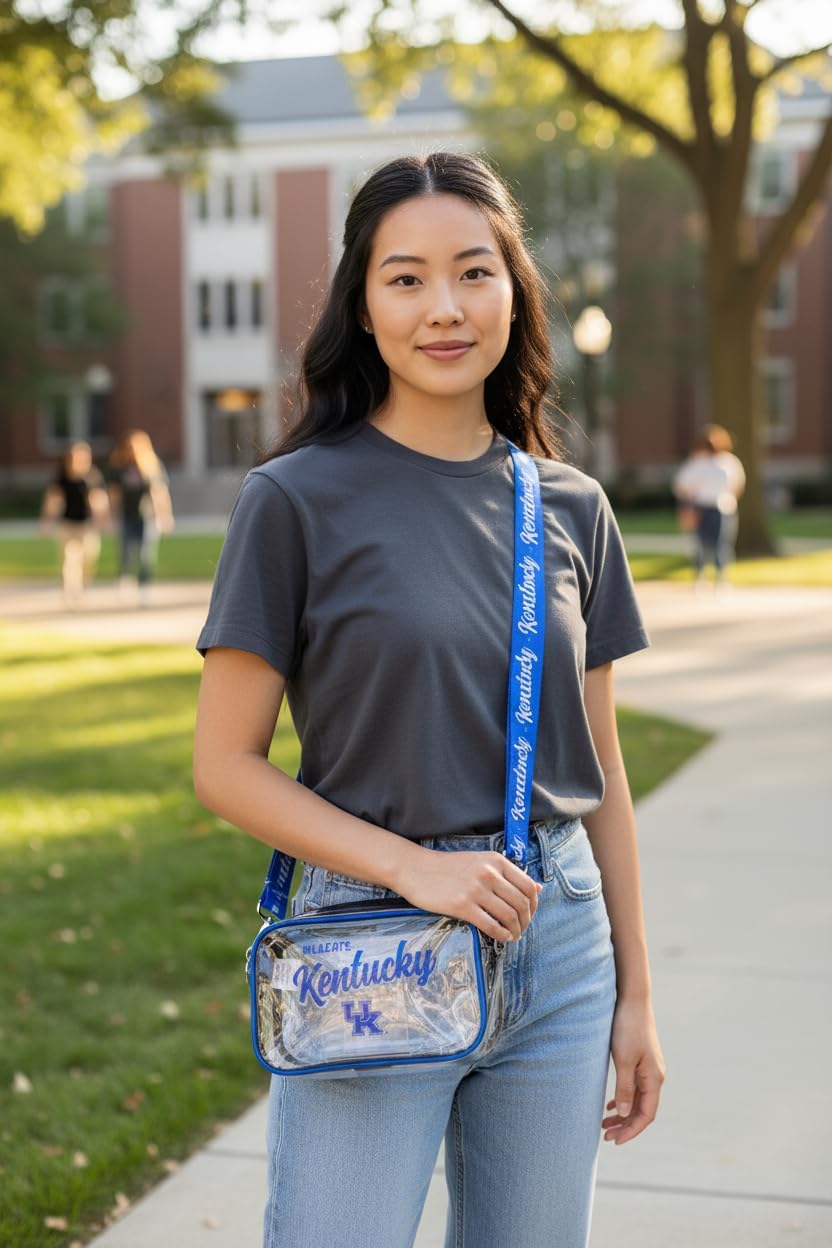 University of Kentucky Wildcats Crossbody Clear Stadium Bag–Convenient & Compact Hands-Free 8” UKY Camera Pouch for Valuables–Great for Games, Graduations & Concerts–NCAA Stadium Security Approved