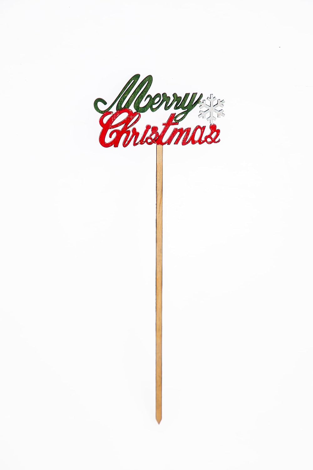 Merry Chirstmas Centerpiece Sticks l Sign Picks for Flower Arrangement l Merry Christmas Wooden Cake Topper (5"x 15", Pack of 12) PK2023XM2