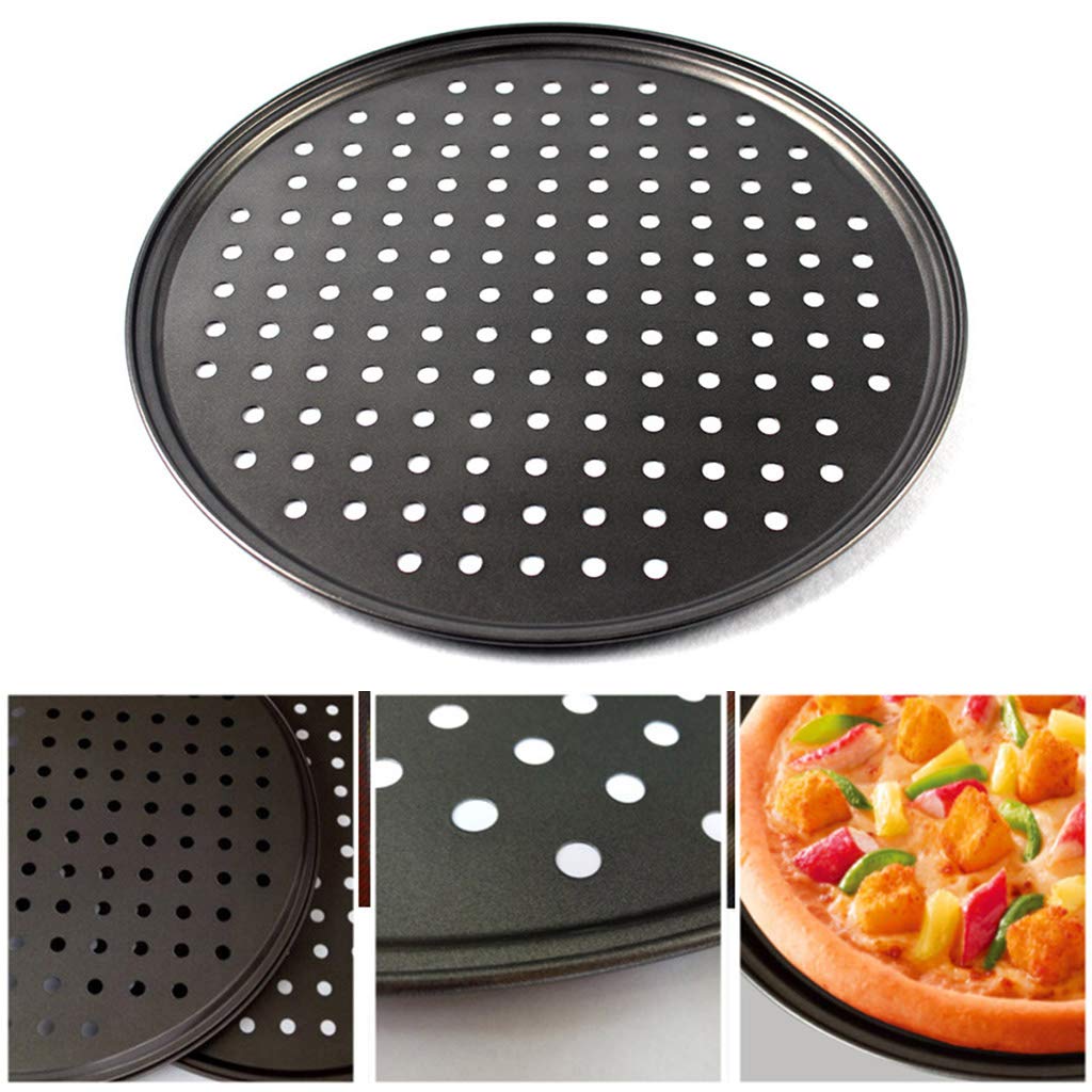 9/10/11/12 pulgadas para hornear pizza agujero acero al carbono antiadherente herramientas de cocina cocina panqueques horno accesorios