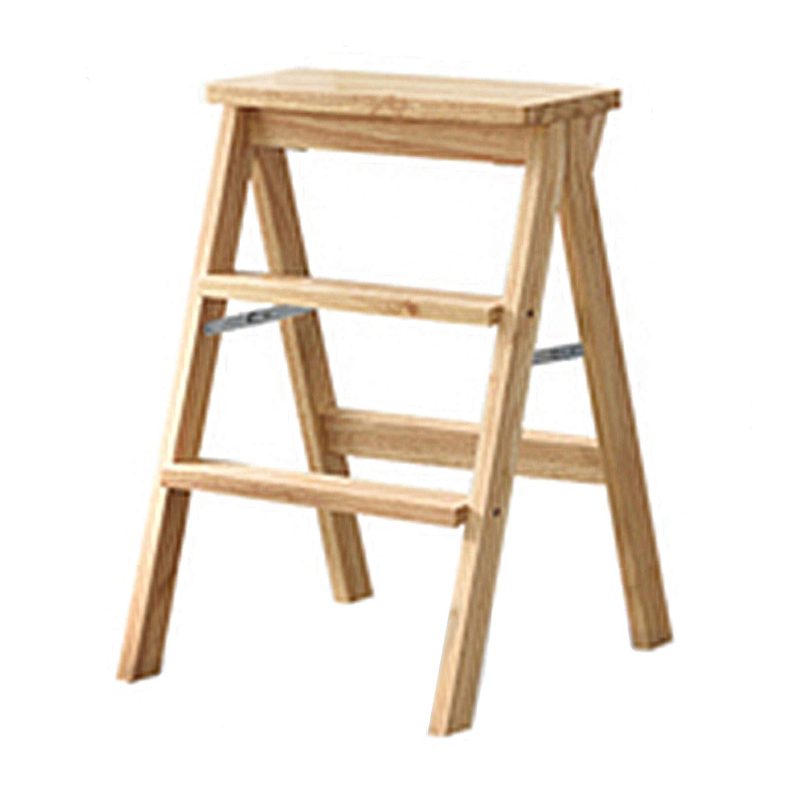 Folding Step Stool 3 Step, Lightweight Wooden Ladder for Kitchen Library Steps Household Step Ladder Multi Purpose Step Ladders