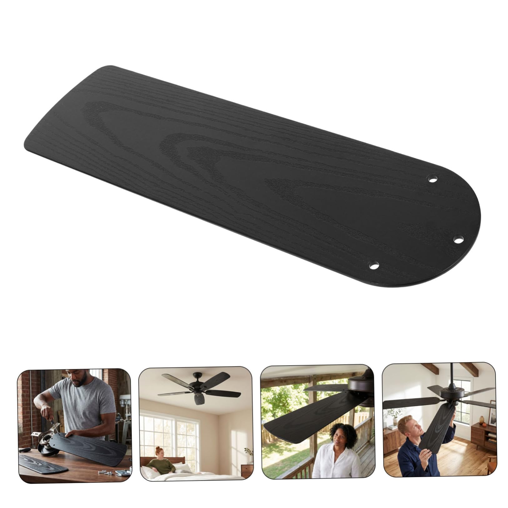 BESPORTBLE Aspas de plástico para ventilador de techo, 4 piezas, acabado imitación madera, 21 pulgadas, color negro, repuesto para ventiladores de 52 pulgadas, para varias habitaciones