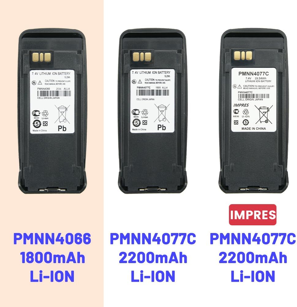 7.4V 1800mAh PMNN4066 Li-ion Battery for Motorola DR3000 DGP4150 DGP6150+ MTR200 XPR6580 XPR6550 XiRP8260 Two-Way Radio - Replacement with Belt Clip