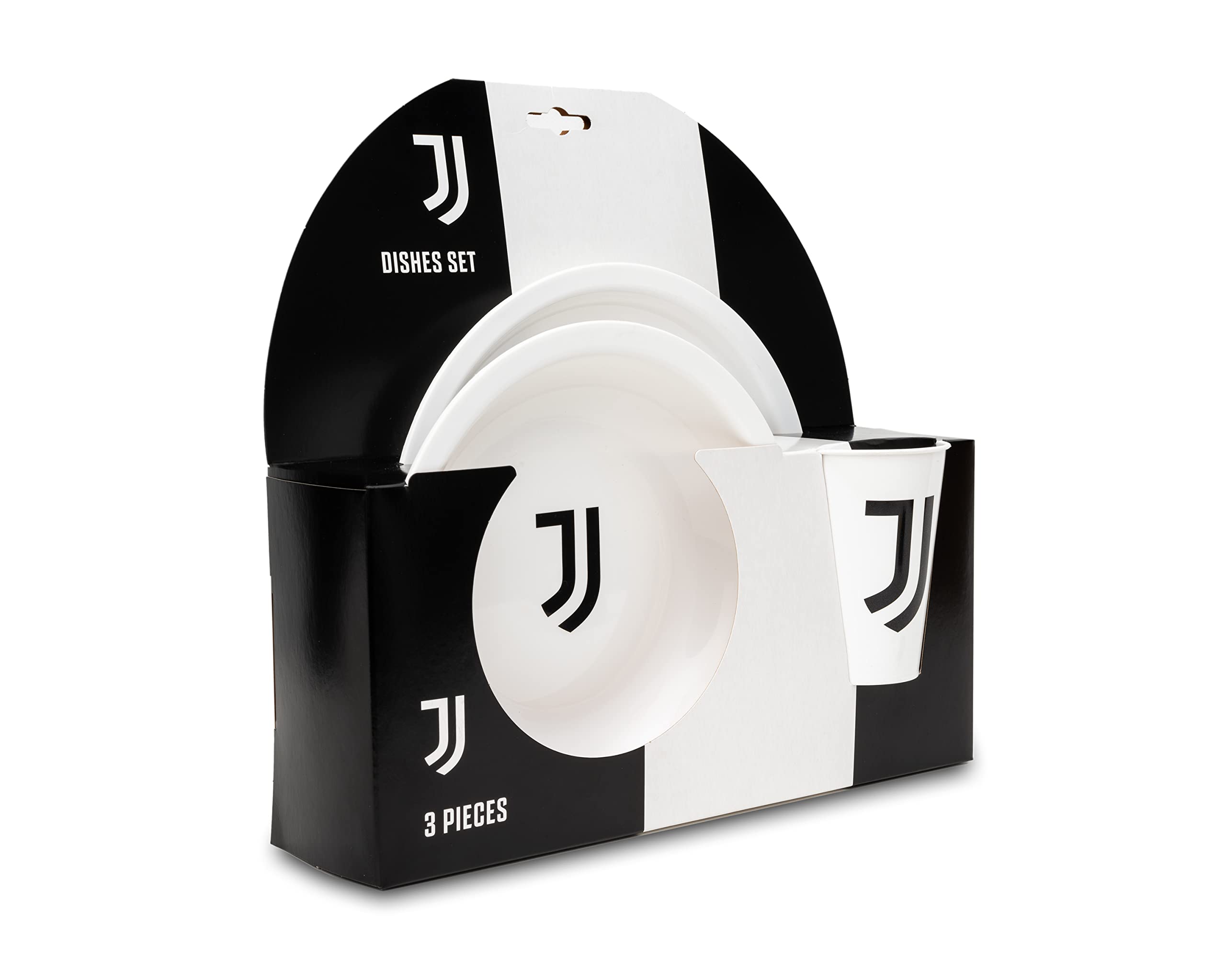 Set Regalo Ufficiale con 2 Piatti e Bicchiere Tifoso Bianco Nero in Plastica