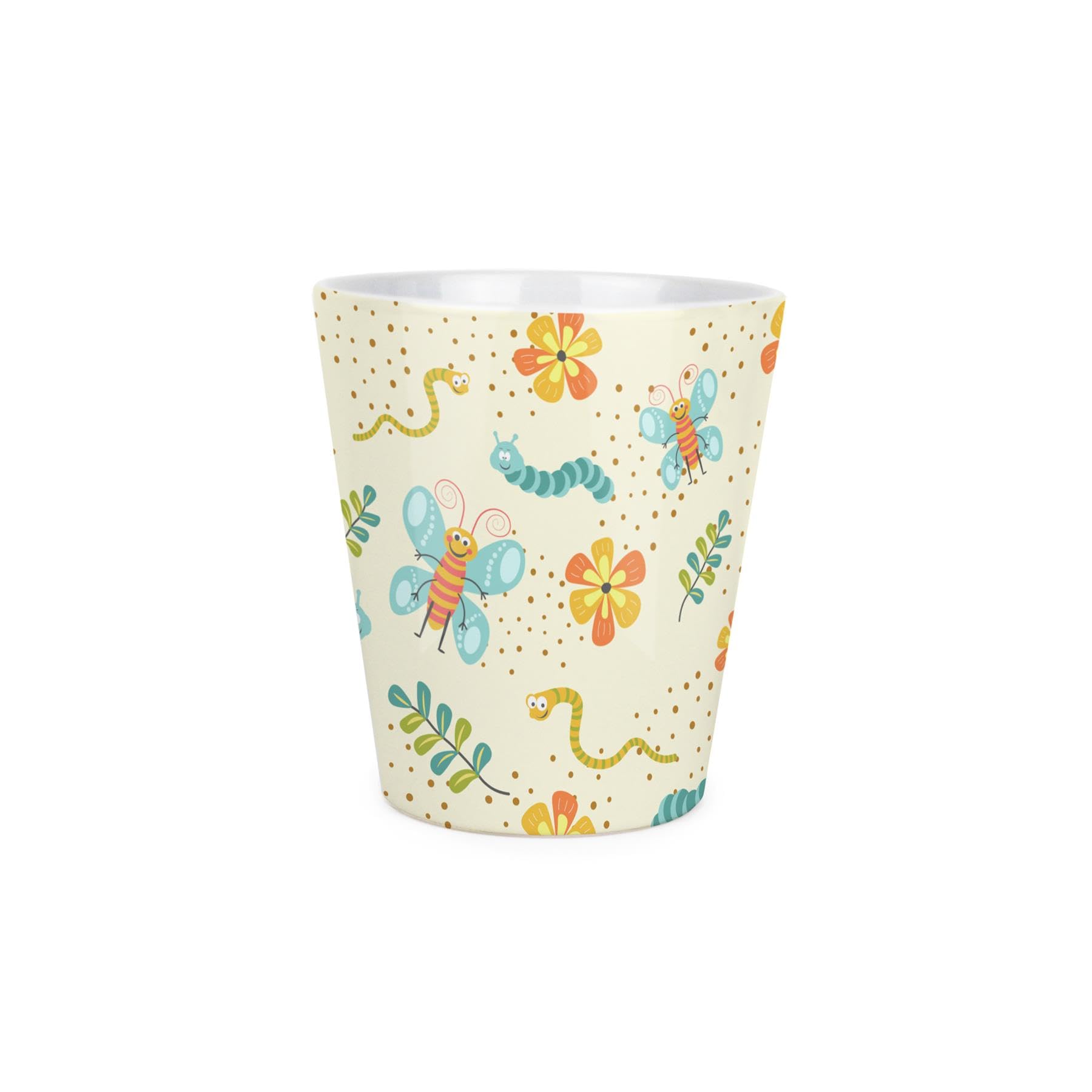 Purely Home Childrens Plant Pot, Cartoon Butterflies & Caterpillars Small Ceramic Indoor Plant Pot with Drainage Hole