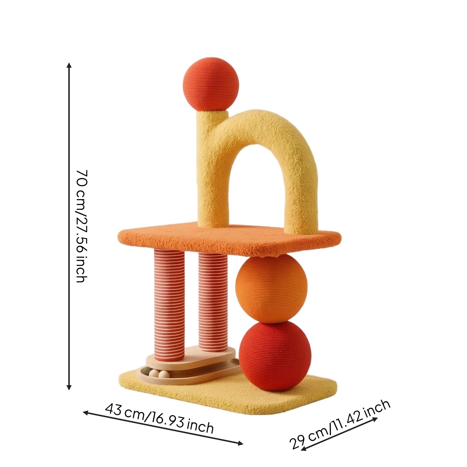 Rascador Multiactividad Mueble Felpa para Interiores, partamentos, Naranja Dopamina