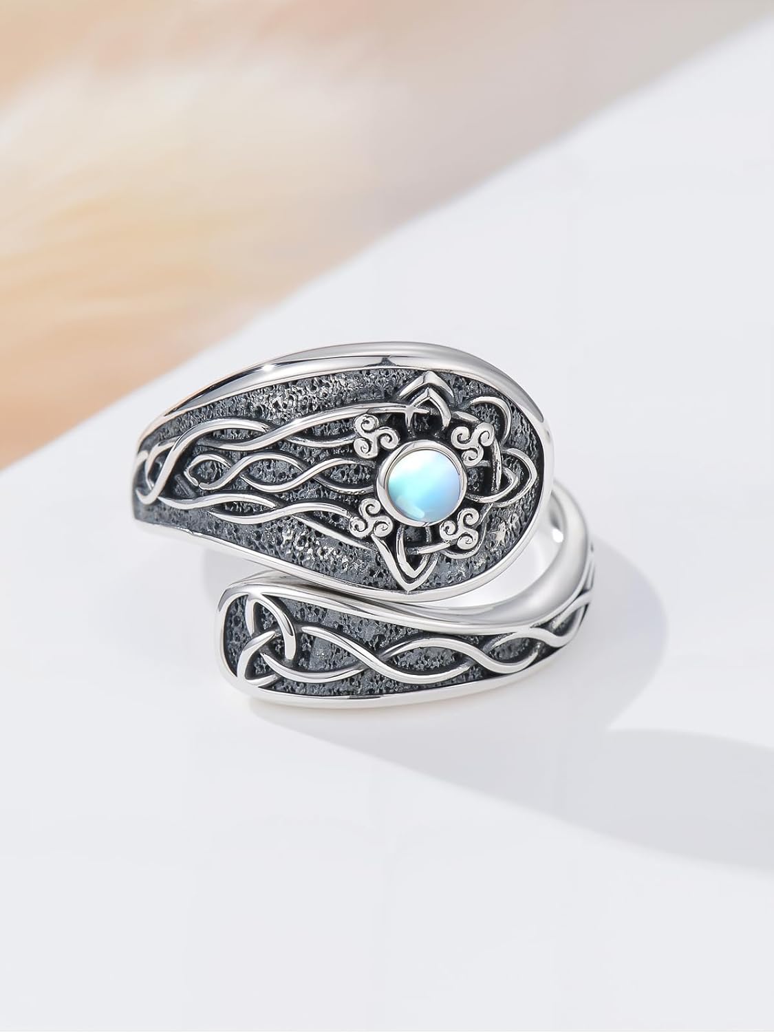 Witches Knot Spoon Rings for Women 925 Sterling Silver Vintage Celtic Knot Witch Rings Celtic Knot Adjustable Thumb Ring Gifts for Women - Image 2