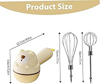 Vista 2 de Handmixer, 3-Speed Handheld Cordless Cute Electric Whisk with 2 Head, Detachable Automatic Egg Beater for Kitchen Home, Hand Blender