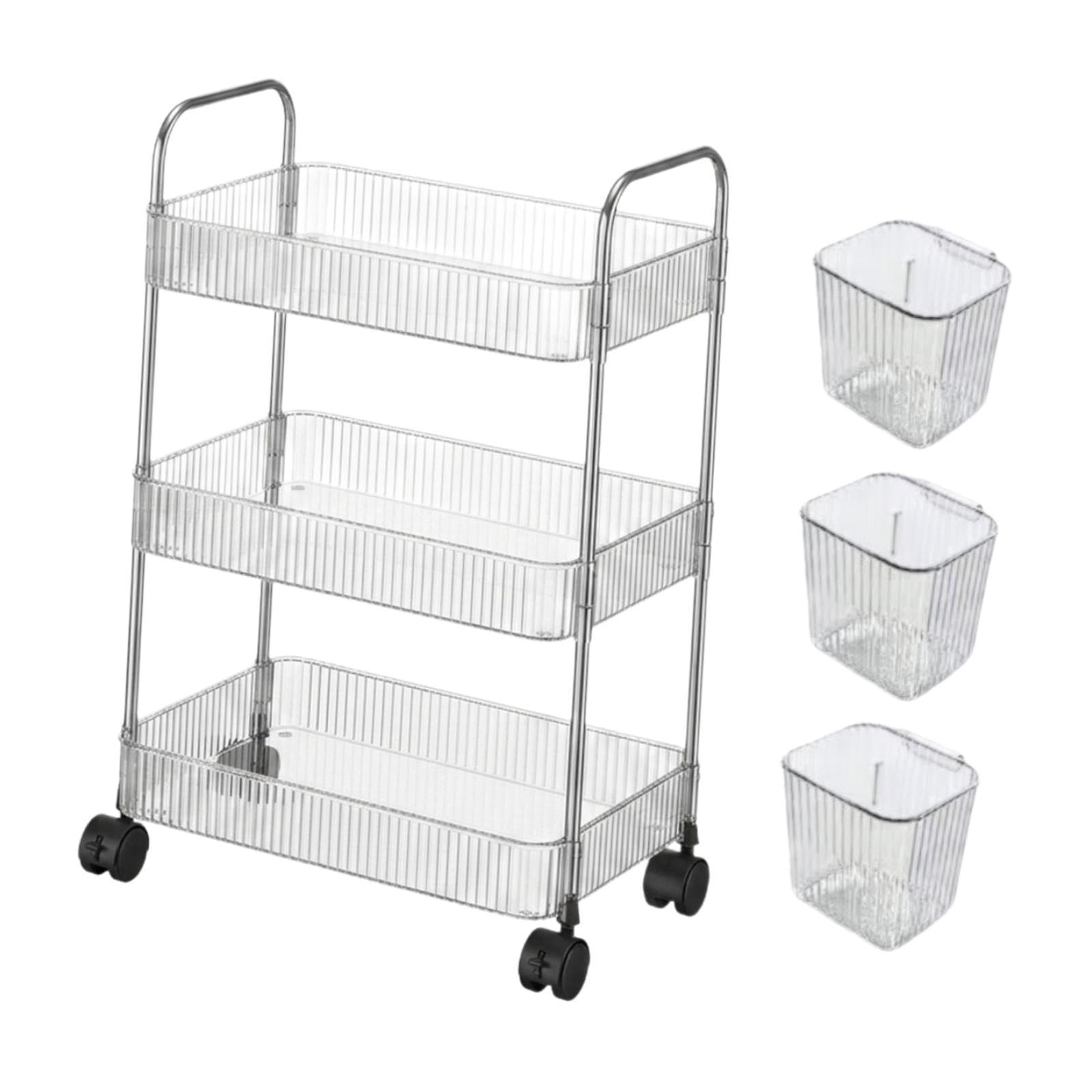 Lightweight Multipurpose Utility Cart with Wheels for Cosmetics Office Craft 3 Tier-image-26