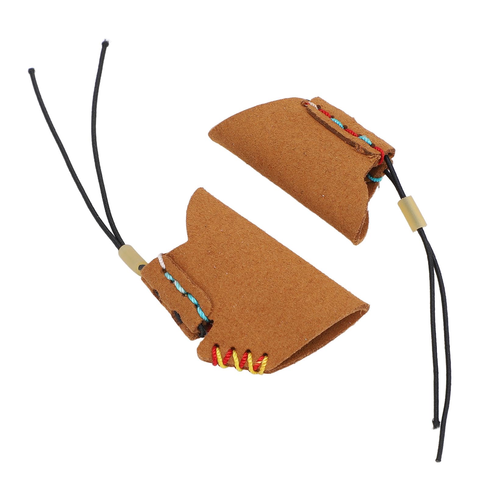 Fishing Finger Sleeve Protector Thumb Index Finger Guard Artificial Leather Adjustable Tool Accessory Camping Darts Game, Suitable for Both Men and Women (Brown)