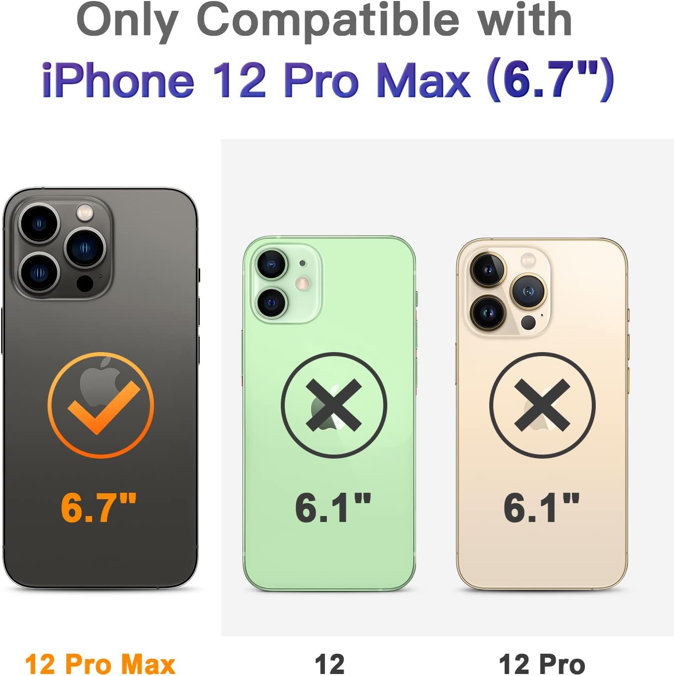 CANSHN Compatible with iPhone 12 Pro Max 6.7'' 2020, Clear Protective [Military Grade Drop Test] [Slim Thin] Case with 4 Reinforced Soft TPU Bumpers - Clear