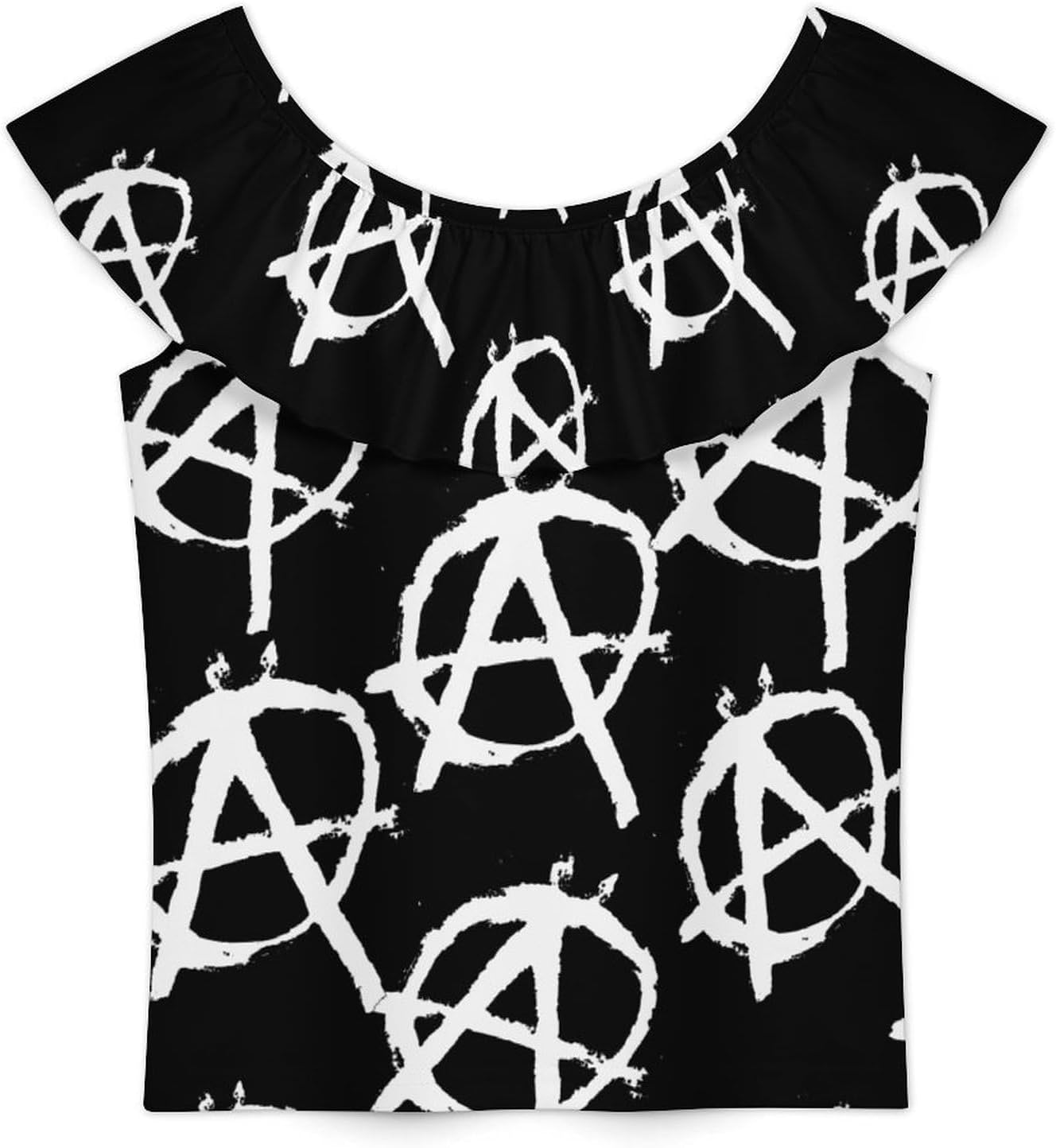 Anarchy Girls T-Shirts Top Ruffle Short Sleeve Blouse Casual Graphic Tees