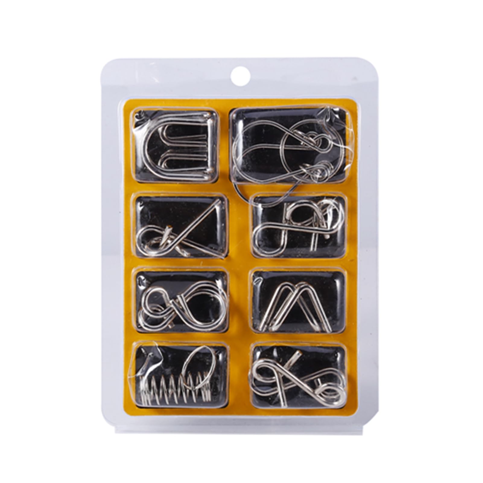 8Pcs Metal Wire Puzzle,Brain Teaser IQ Test Disentanglemen Iron Link Unlock Interlock Game Chinese Ring Magic Trick Toy for Party Favor Kids Adults Challenge