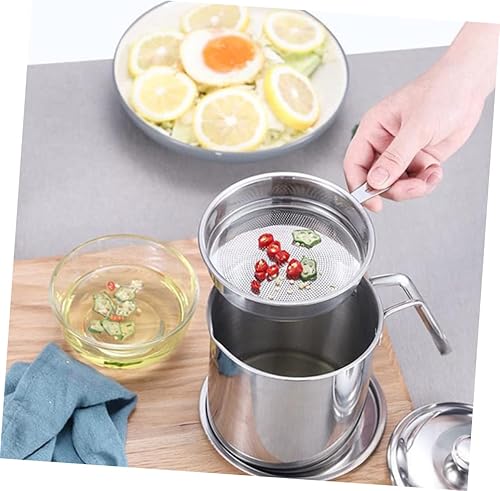Miniatura 4 de Colador de aceite de acero inoxidable 304 con mango para olla de grasa y red de filtro extraíble para una fácil limpieza